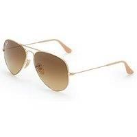 Ray-Ban Unisex's RayBan Aviator Classic Sunglasses, Matte Gold Frame with Brown Gradient Lenses, 58