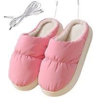 Heated Sherpa Lined Plush Padded Slippers - Pink Or Grey!