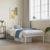 Metal Bed Frame with Headboard White 80x200 cm