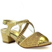 Girls Low Block Heel Diamante Sandals - Black