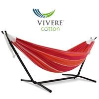 Vivere UHSDO8-36 Double Cotton Hammock with Space-Saving Steel Stand Including Carrying Bag, Mimosa