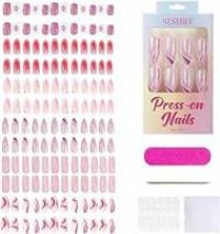 Press on Nails, Packs Pcs) False Nails with Glue 6 (144 Box Pink£