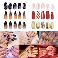 Press on Nails, Packs Pcs) False Nails with Glue Stickers, 6 (144 Box