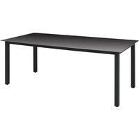 Garden Table Black 190x90x74 cm Aluminium and Glass
