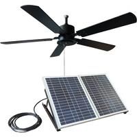 52 Inch Black Outdoor Solar Wooden Ceiling Fan 40W Solar Panel For Porch Patio Gazebo Breezeway