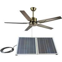 52" 3-speed Settings Outdoor Solar Panel Ceiling Fan For Home Sunroom Patio Porch Pergola Gazebo