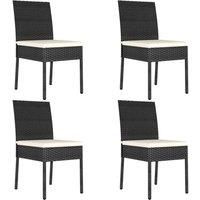 Garden Dining Chairs 4 pcs Poly Rattan Black