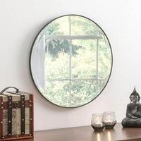 Minimal round Bevelled Mirror Black 46cm