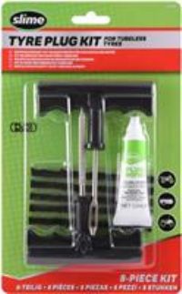 Slime 20500 Tyre Repair Reamer Plug Kit, Medium Heavy Duty Strings, T Handle Type and Plug Bond, 8 piece set