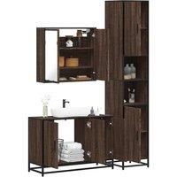 3 Piece Bathroom Furniture Set Brown Oak Engineered Wood