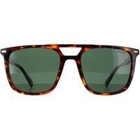 Rectangle Dark Havana Green Polarized Sunglasses