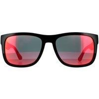Tommy Hilfiger Men's Rectangle Black Red Mirror Sunglasses