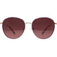 Polaroid Men's Round Gold Violet Violet Polarized PLD 6215/S/X in Purple