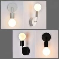 Modern Minimalist Black and White Iron LED Wall Lamp Nordic e27 Bedroom Bedside Wall Lamp Creative