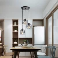 Vintage Ceiling Lamp 3 head Hanging Lamp Ceiling Lights Metal Shade E27 Black, suitable for living