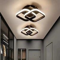 Square Pendant Lights On Both Sides, White Embedded Square Ceiling Lights Installed In The Kitchen Attic Corridor Balcony Stairs