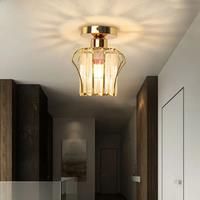 LED Concise Modern Gold E27 Bedroom Corridor Light Embedded Light Luxury Creative Crystal Ceiling