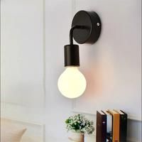 Modern Minimalist LED Iron Wall Lamp Nordic Bedroom Bedside Creative Living Room E27 Black and White