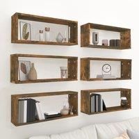 Wall Cube Shelves 6 pcs Smoked Oak 60x15x23 cm Engineered Wood