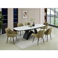 Maelis White Veined Marble Ceramic Dining Room Table