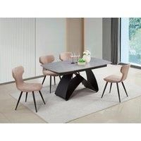 Maelis Light Grey Cracked Stone Ceramic Dining Room Table
