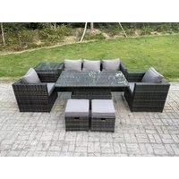 Height Adjustable Dining Table Lounge Sofa Set With Foostools Coffee Table