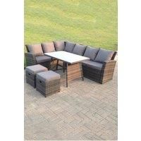 High Back Rattan Corner Sofa Set Dining Table Outdoor Furniture