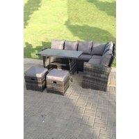 High Back Rattan Corner Sofa Set Dining Table Outdoor Furniture