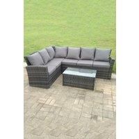 High Back Rattan Corner Sofa Set Oblong Coffee Table Outdoor Furniture
