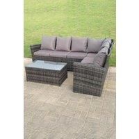 High Back Rattan Corner Sofa Set Oblong Coffee Table Outdoor Furniture