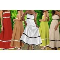 Women'S Strappy Maxi A-Line Dress - 4 Sizes & 15 Colours - Red
