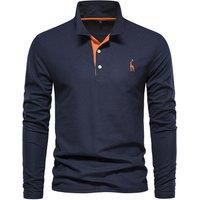 Men'S Long Sleeve Cotton Polo Shirt - 5 Sizes & 8 Colours