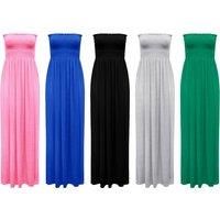 Strapless Bandeau Maxi Dress - Uk Sizes 8-24 - Black