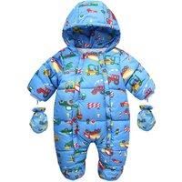 JiAmy Baby Winter Hooded Romper Snowsuit with Gloves Booties Cotton Jumpsuit Outfits 3-6 Months