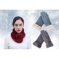 Fluffy Scarf And Gloves - 8 Colour Options - Grey