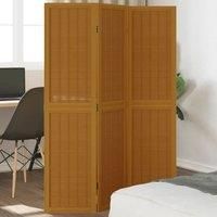 Room Divider 3 Panels Brown Solid Wood Paulownia