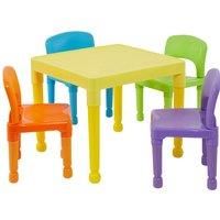 Liberty House Toys Children's Multi-Coloured Table & 4 Chairs Set, Multicoloured, H x 51cm W x 43.5 cm D