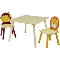 Kids Wooden Jungle Table and 2 Chair Set