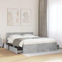 Bed Frame with Headboard without Mattress Concrete Grey 150x200 cm King Size