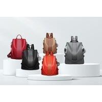Piel Leather Convertible Buckle Backpack/Shoulder Bag, Charcoal, One Size, Convertible Buckle Backpack/Shoulder Bag