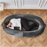 Inflatable Adult Human Pet Bed, Fluffy Velvet Snuggle Dog Bed For Adults and Kids, Orthopaedic Soft Cosy Comfortable Beds, Anti Allergy, Inflatable Hugg Snug Pet Bed (Size: 175 x 110 x 30cm)