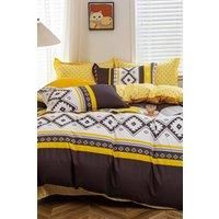 Ezysleep Yellow Ochre Printed Duvet Set Double, Yellow