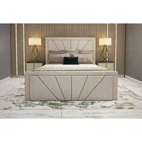 Upholstered Geometric Bed Frame - 5 Sizes, 3 Colours