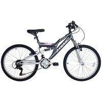 Basis Vogue Mountain Bike MTB Junior Girls Full Suspension 24" Wheel 6 Spd Grey