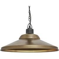 Industville - Brooklyn Giant Step Pendant - 18 Inch - Ceiling Light - Light Shade - Brass/Black Colour - Brass/Pewter Material - 24.5 CM X 46 CM X 46 CM