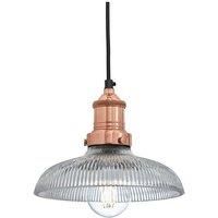 Brooklyn Glass Dome Pendant, 8 Inch, Copper Holder