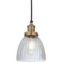 Brooklyn Glass Cone Pendant, 7 Inch, Brass Holder