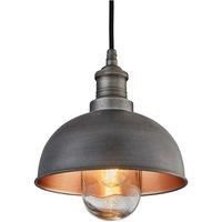 Brooklyn Outdoor & Bathroom Dome Pendant, 8 Inch, Pewter & Copper, Pewter Holder
