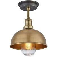 Industville - Brooklyn - Water & Weather Proof - Outdoor & Bathroom - Dome Flush Mount - 8 Inch - Brass/Pewter Material