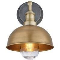 Brooklyn Outdoor & Bathroom Dome Wall Light, 8 Inch, Brass, Brass Holder
